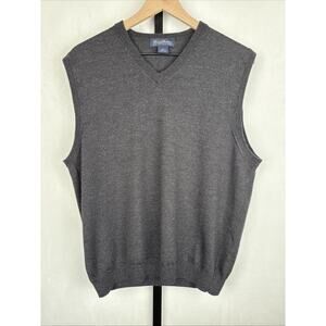 Brooks Brothers 100% Merino Wool Sweater Vest Men's Large Charcoal Gray Workwear